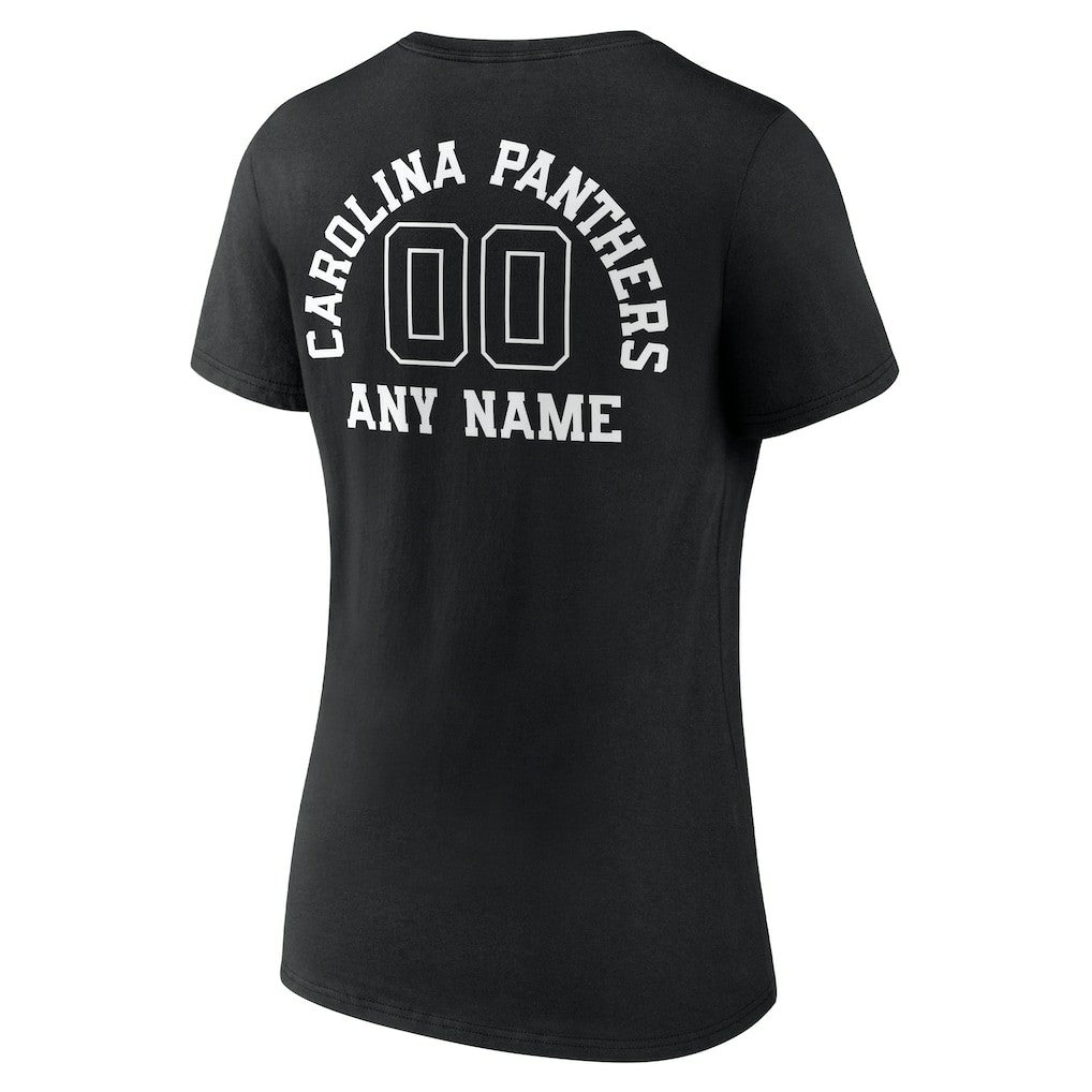 Carolina Panthers Women's Personalized Name & Number Monochrome V-Neck T-Shirt - Black outlet
