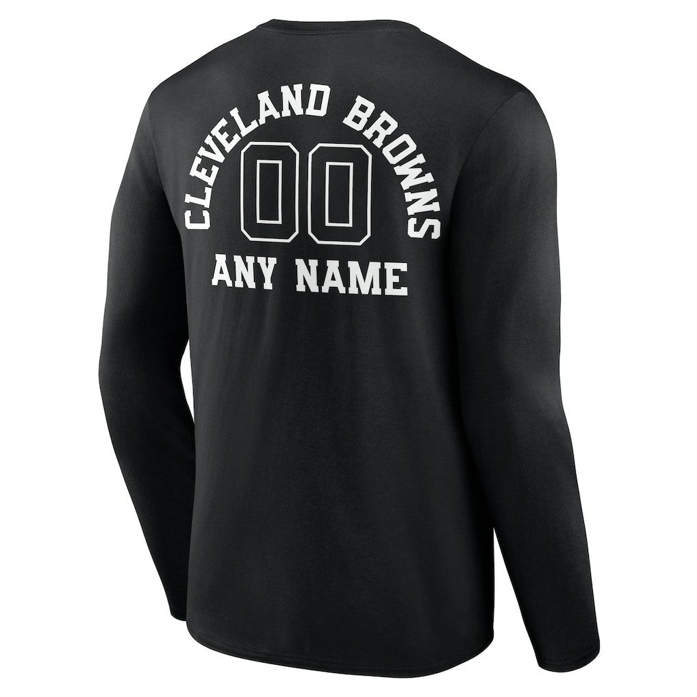 Cleveland Browns Personalized Name & Number Monochrome Long Sleeve T-Shirt - Black cheap