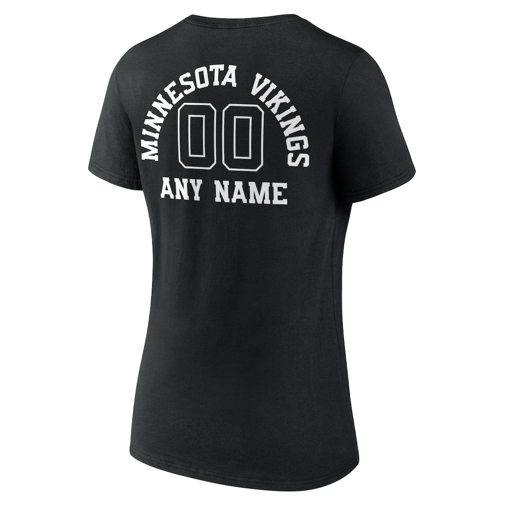 Minnesota Vikings Women's Personalized Name & Number Monochrome V-Neck T-Shirt - Black online