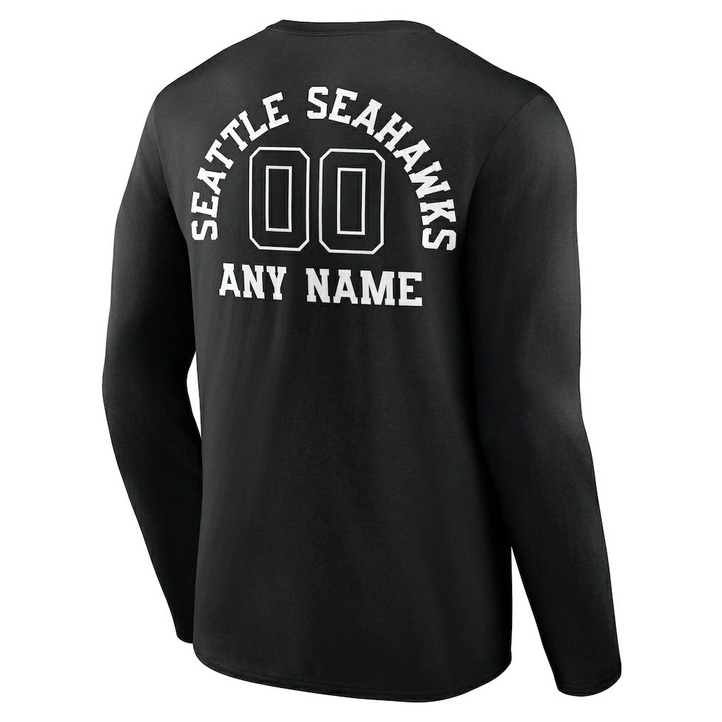 Seattle Seahawks Personalized Name & Number Monochrome Long Sleeve T-Shirt - Black online