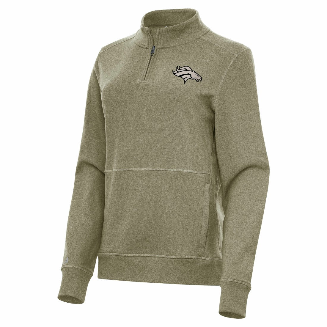 Denver Broncos Antigua Women's Crush Quarter-Zip Top - Olive discount