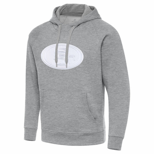 San Francisco 49ers Antigua Victory Pullover Hoodie - Heather Gray discount