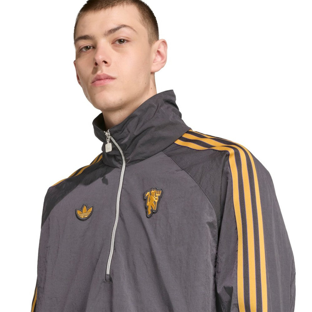 Manchester United Terrace Icons Half-Zip Jacket - Gray | Adidas sale