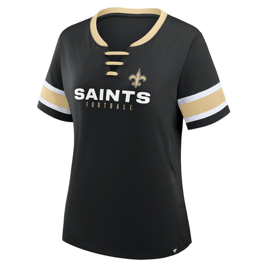 New Orleans Saints Women's Redzone Draw Play Athena Lace-Up T-Shirt - Black outlet