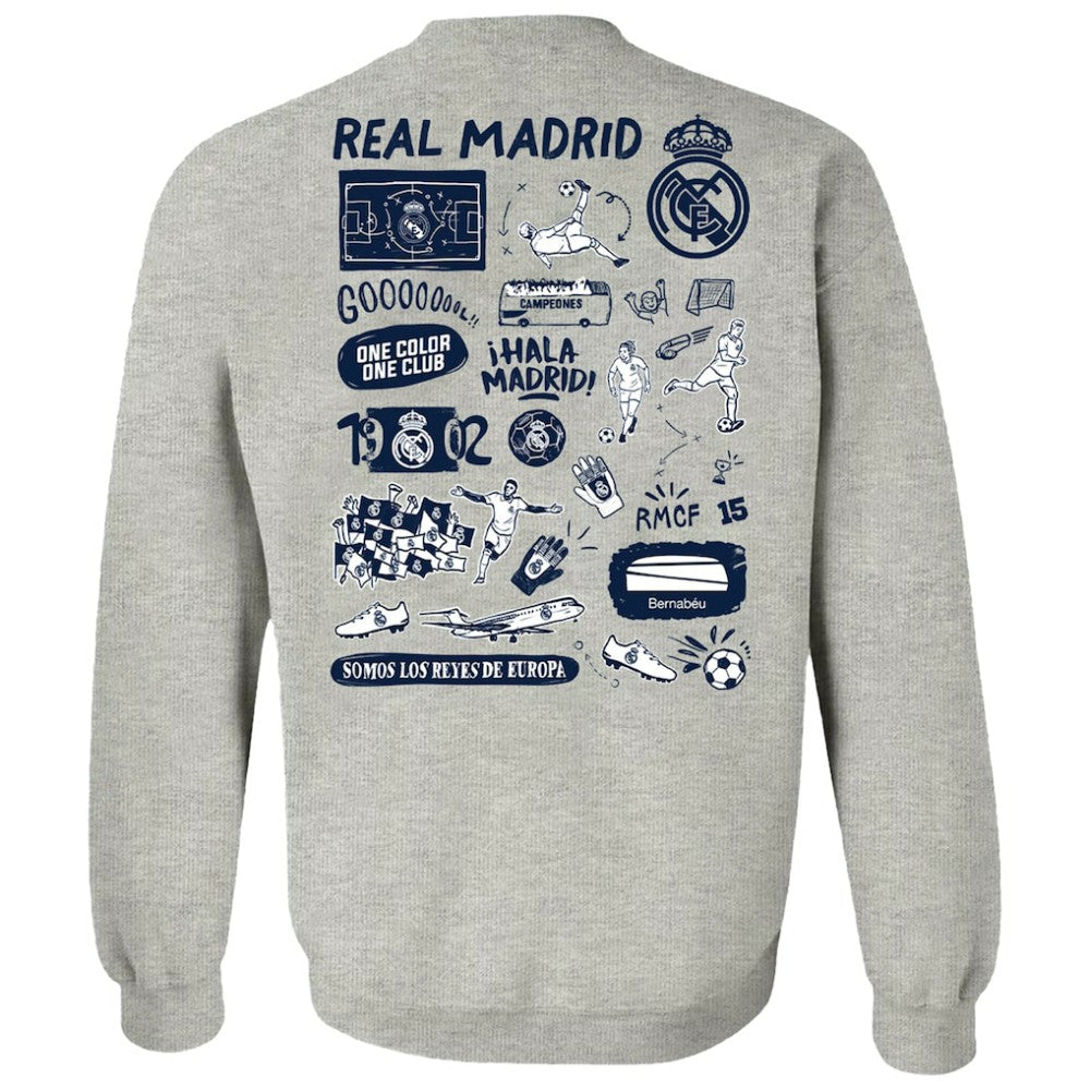 Real Madrid Vive La Fete Women's Impressions Artwork Pullover Sweatshirt - Gray on sale