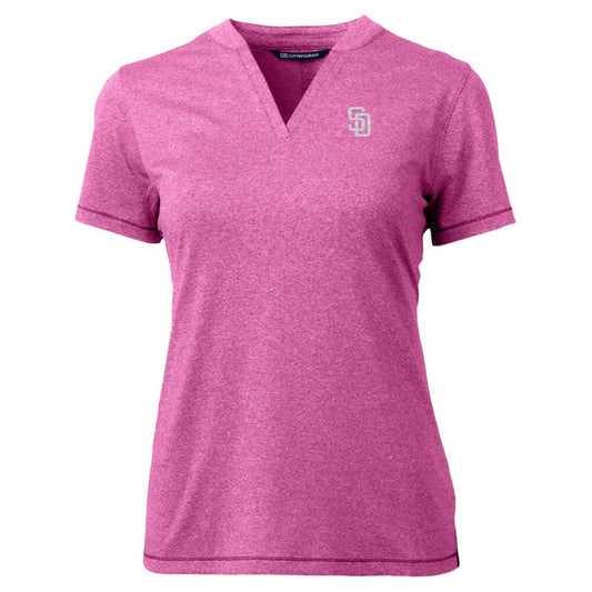 San Diego Padres Cutter & Buck Forge Heathered Stretch Blade Top - Light Pink