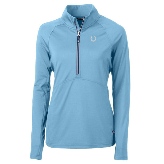 Indianapolis Colts Cutter & Buck Women's Adapt Eco Knit Stretch Recycled Half-Zip Top - Powder Blue for sale