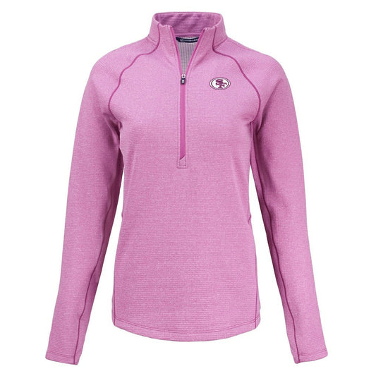 San Francisco 49ers Cutter & Buck Women's Peshastin Eco Fleece Recycled Half-Zip Top - Pink outlet