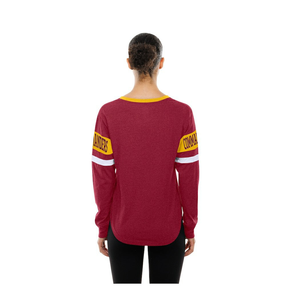 Washington Commanders New Era Women's Throwback Lace-Up Long-Sleeve T-Shirt - Burgundy for sale