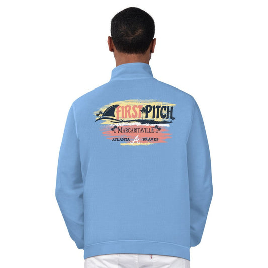 Atlanta Braves Margaritaville First Pitch Quarter-Zip Pullover Top - Light Blue