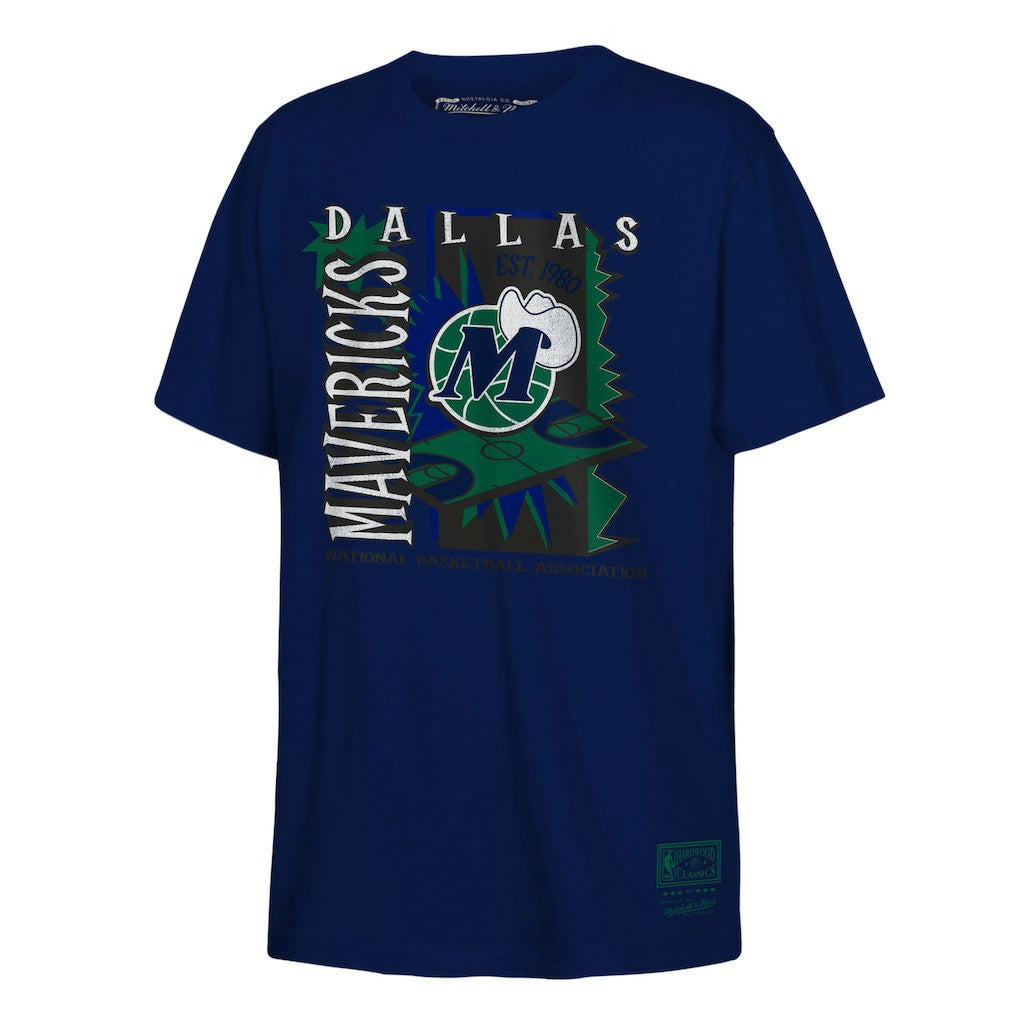 Dallas Mavericks Youth Retro '90s Poster T-Shirt sale - Navy | Mitchell & Ness for sale