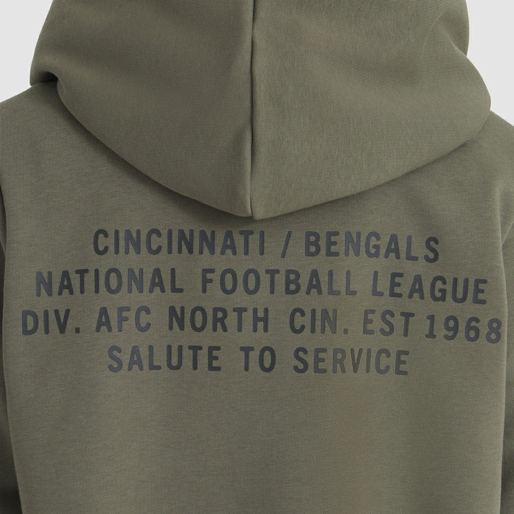 Cincinnati Bengals Women's 2025 Salute to Service Sideline Standard Issue Dri-FIT Hoodie - Olive | Nike for sale