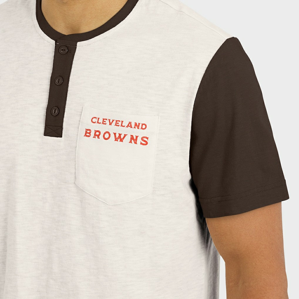 Cleveland Browns Darius Rucker Collection Henley Colorblock Slub Pocket T-Shirt - Cream outlet