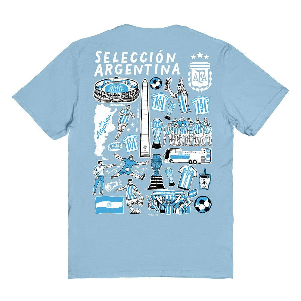 Argentina National Team Vive La Fete Women's Impressions Artwork T-Shirt - Light Blue outlet