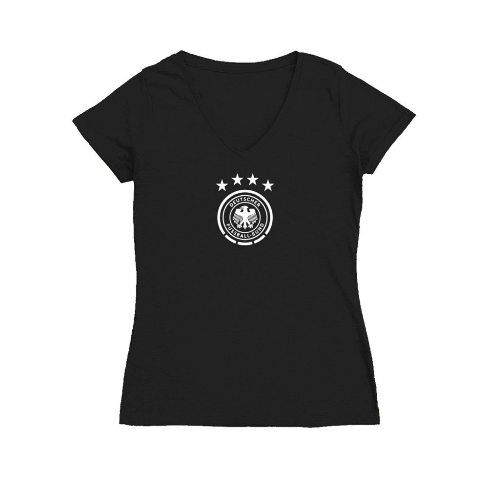 Germany National Team Vive La Fete Women's Color Badge V-Neck Fitted T-Shirt - Black cheap