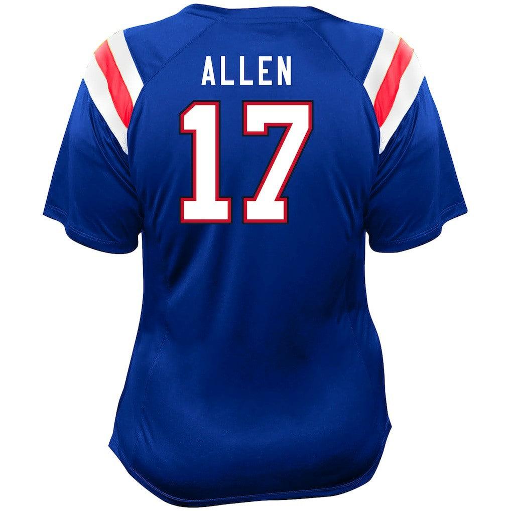 Josh Allen Buffalo Bills Women's Plus Size Name & Number Raglan Lace V-Neck T-Shirt - Royal discount