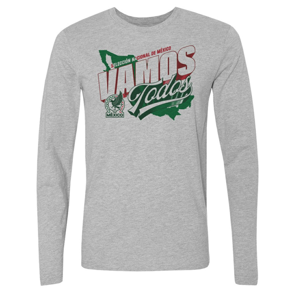 Mexico National Team 500 Level Vamos Todos Country Long Sleeve T-Shirt - Heather Gray discount