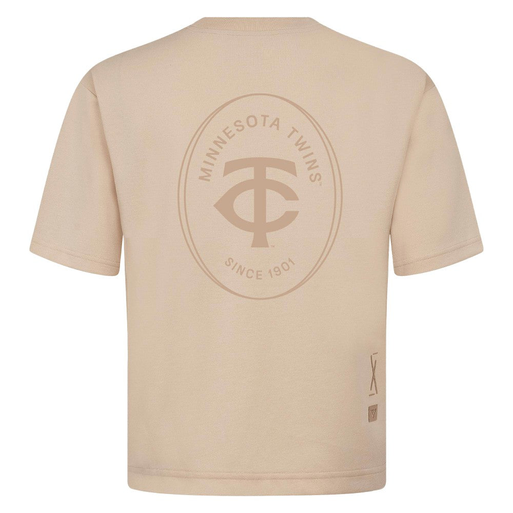 Minnesota Twins Levelwear Register Oversized Luxe Signature Knit T-Shirt - Khaki