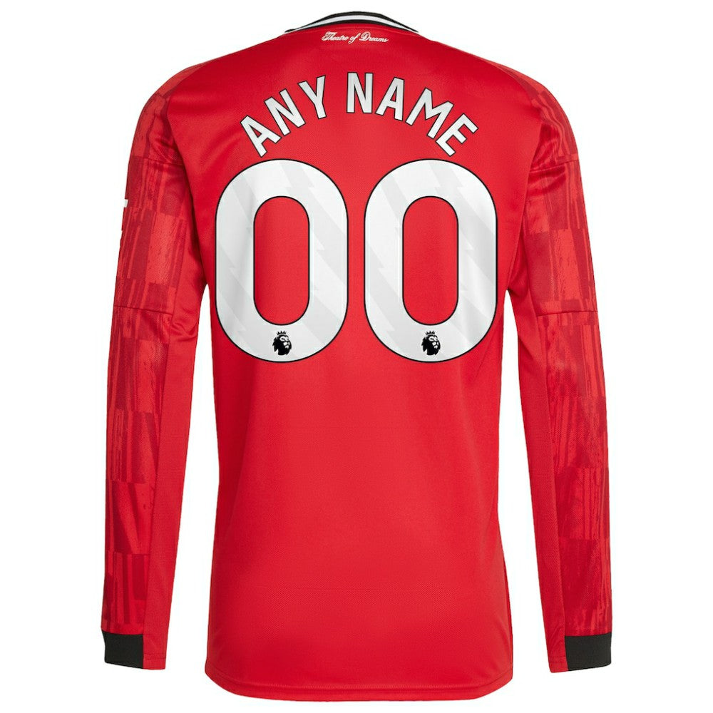 Manchester United Home 2025/26 Custom Replica Long Sleeve Jersey - Red | Adidas discount
