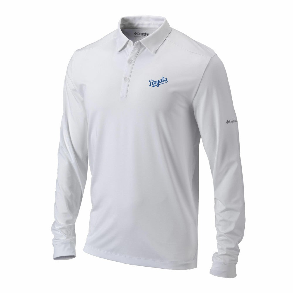Kansas City Royals Omni-Wick Pin High Long Sleeve Polo - White | Columbia