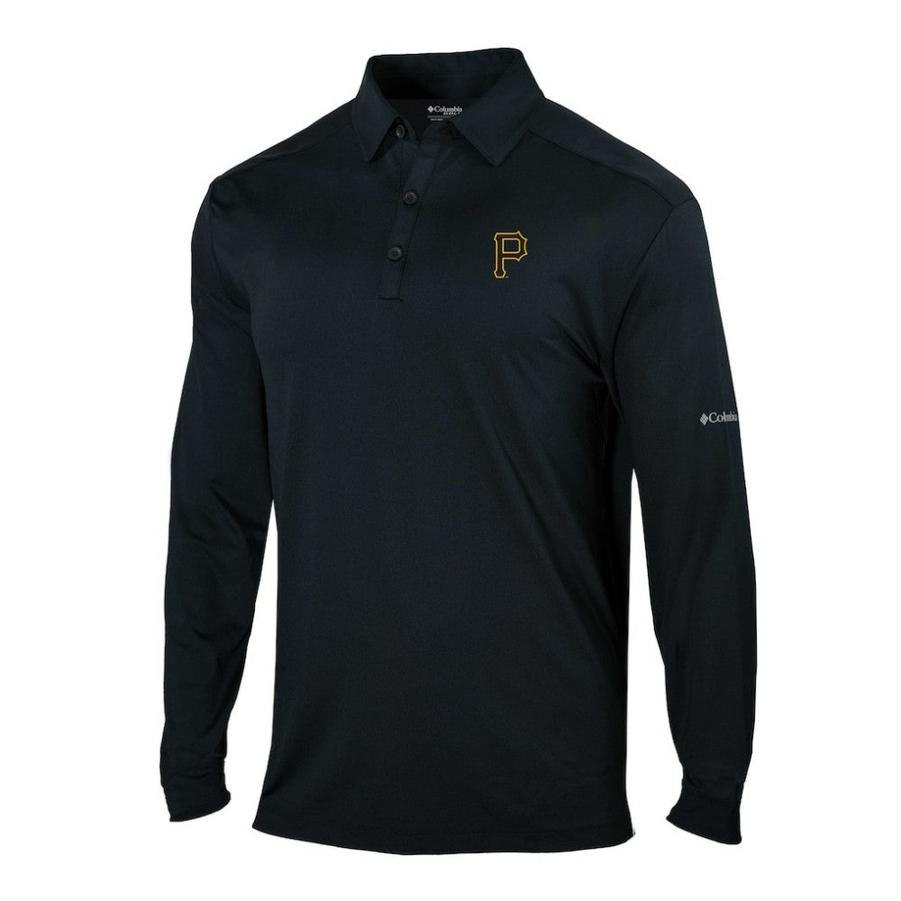 Pittsburgh Pirates Omni-Wick Pin High Long Sleeve Polo - Black | Columbia