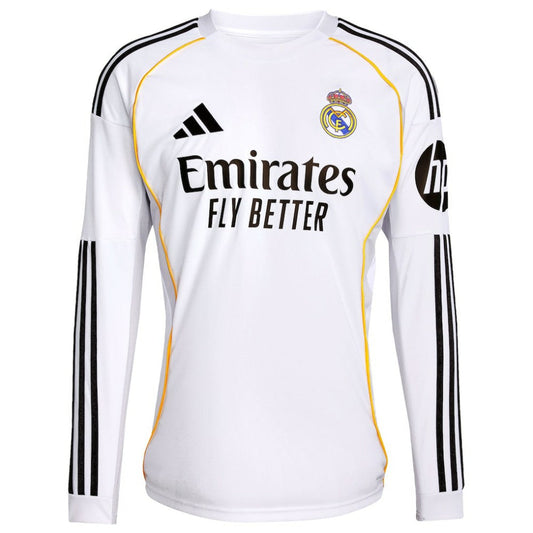 Jude Bellingham Real Madrid 2025/26 Home Replica Long Sleeve Jersey - White | Adidas cheap