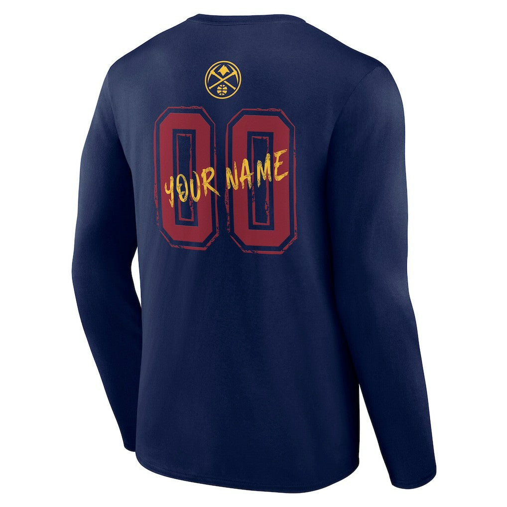 Denver Nuggets Hustle Custom Long Sleeve T-Shirt sale - Navy on sale