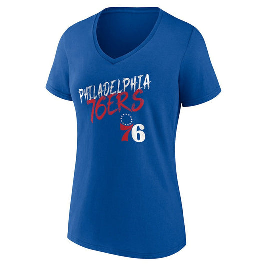 Philadelphia 76ers Women's Hustle Custom V-Neck T-Shirt - Royal sale