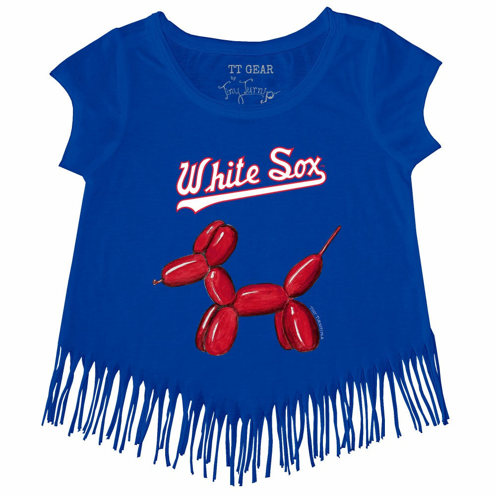 Chicago White Sox Tiny Turnip Girls Youth Balloon Dog Fringe T-Shirt - Royal
