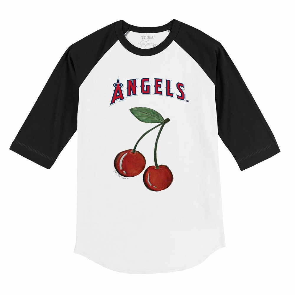 Los Angeles Angels Tiny Turnip Youth Cherries 3/4-Sleeve Raglan Baseball T-Shirt - White