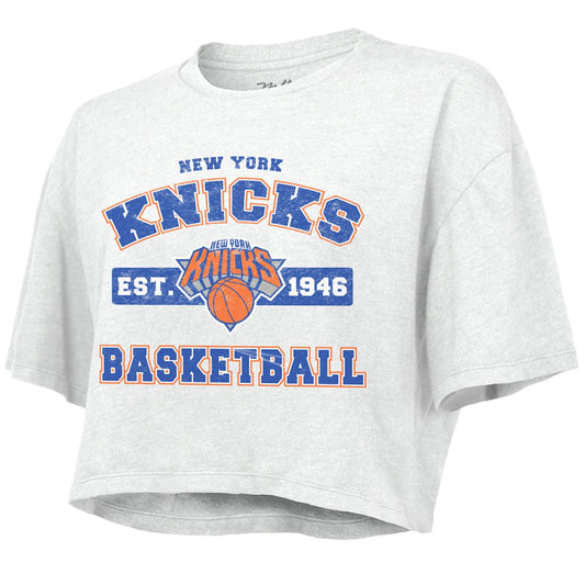 New York Knicks Majestic Threads Women's Boxy Crop Top - White sale