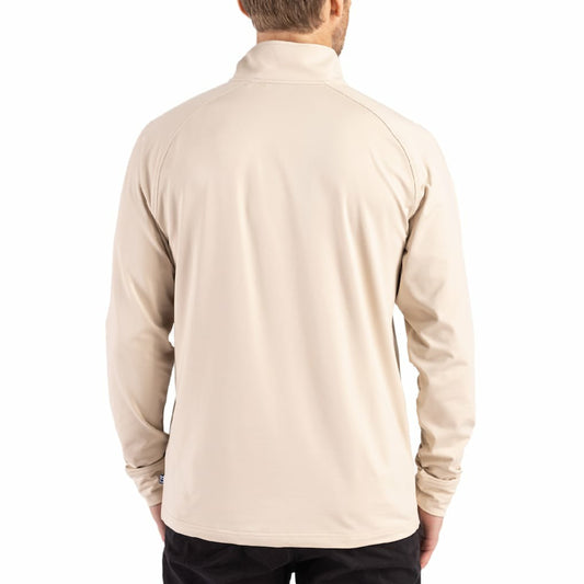 San Francisco 49ers Cutter & Buck Adapt Eco Knit Stretch Recycled Quarter-Zip Pullover - Tan cheap