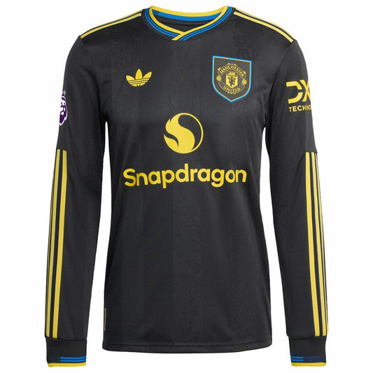 Manchester United 2025/26 Third Long Sleeve Custom Jersey - Black | Adidas outlet