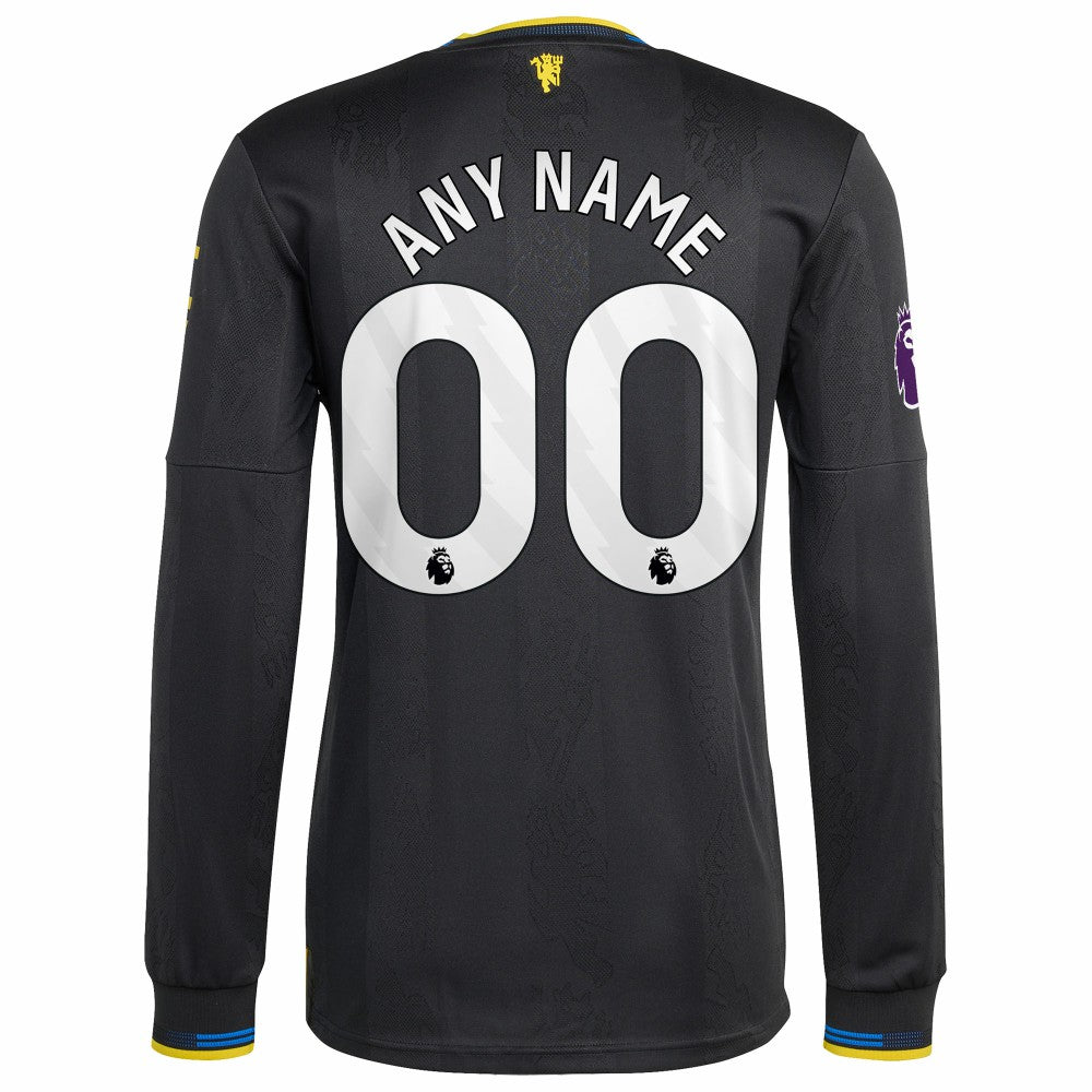 Manchester United 2025/26 Third Long Sleeve Custom Jersey - Black | Adidas outlet