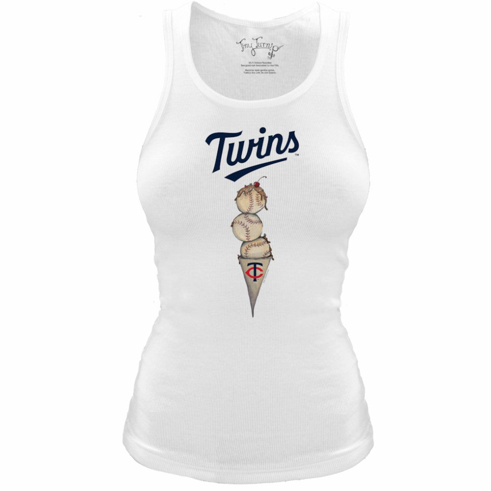Minnesota Twins Tiny Turnip Women's Fitted Triple Scoop Tri-Blend Tank Top - White