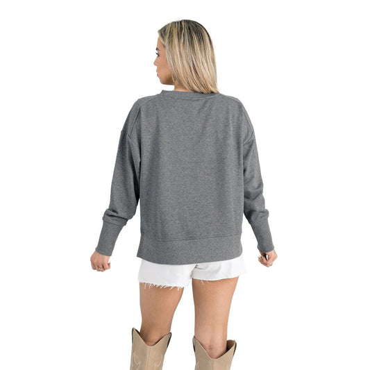 Philadelphia Eagles Gameday Couture Women's French Terry V-Neck Pullover Sweatshirt - Gray cheap