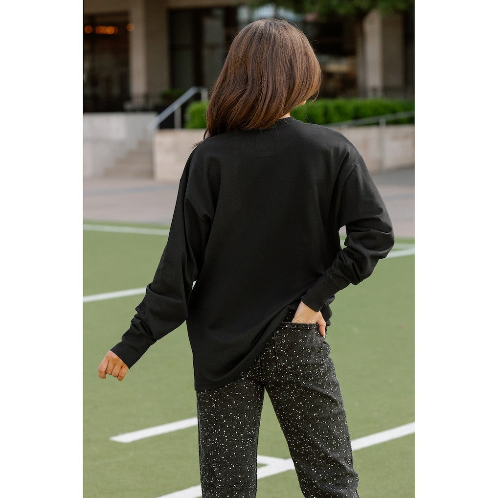 Las Vegas Raiders Gameday Couture Women's Oversized Long Sleeve T-Shirt - Black on sale