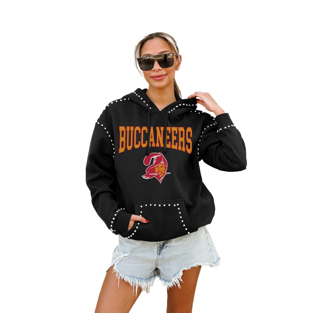 Tampa Bay Buccaneers Gameday Couture Women's Studded Pullover Hoodie - Black cheap