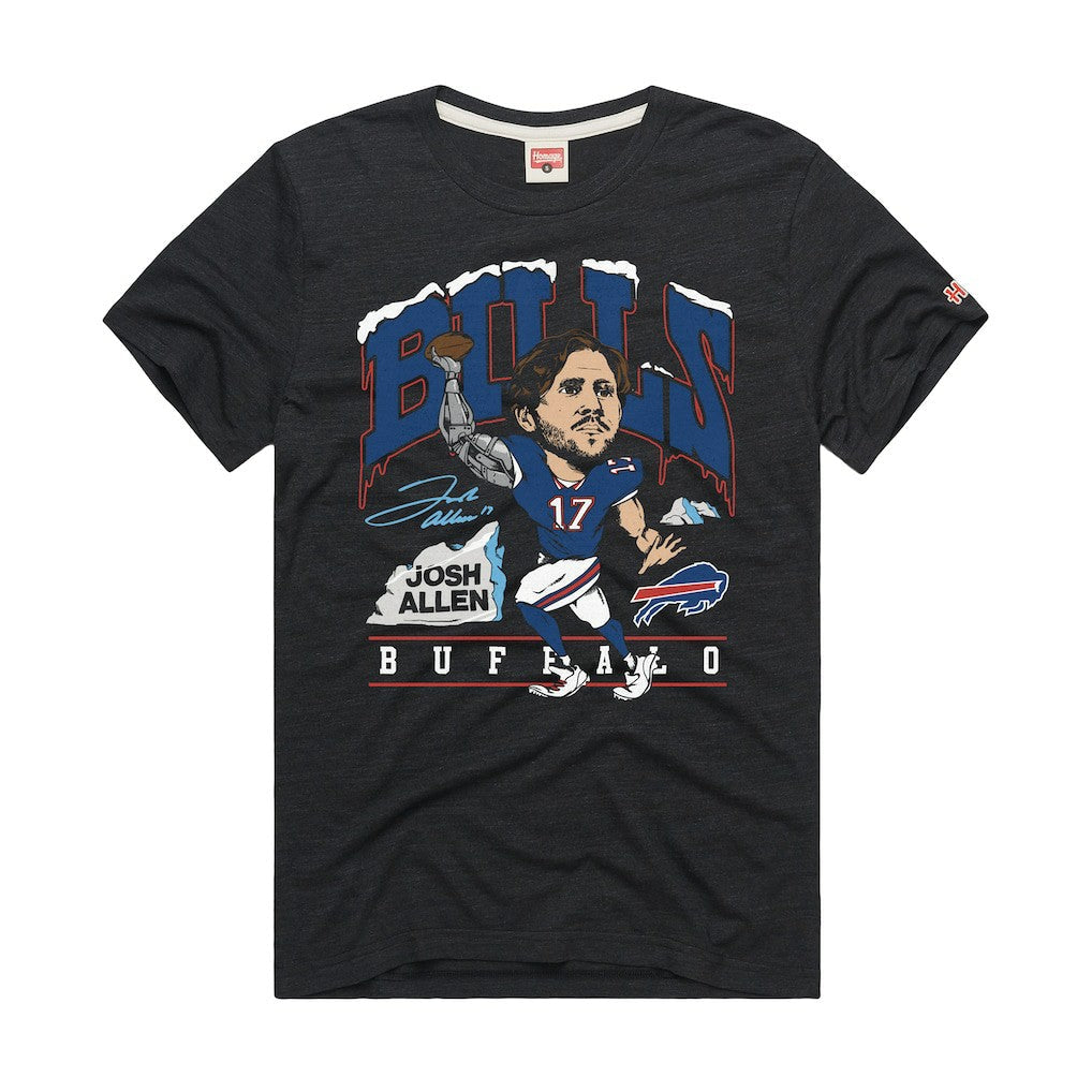 Josh Allen Buffalo Bills Homage Unisex Caricature Player Graphic Tri-Blend T-Shirt - Charcoal discount
