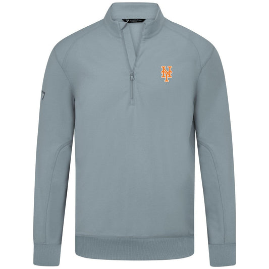 New York Mets Levelwear Upright Insignia Tri-Blend Quarter-Zip Pullover - Gray