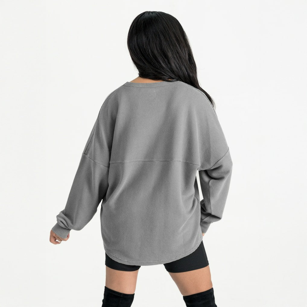 Buffalo Bills Gameday Couture Women's Oversized Sweet Victory Corded Sweatshirt - Gray on sale