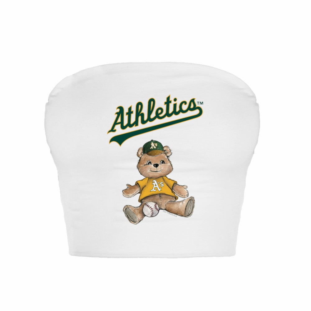Athletics Tiny Turnip Women's Teddy Bear Crop Tube Top - White