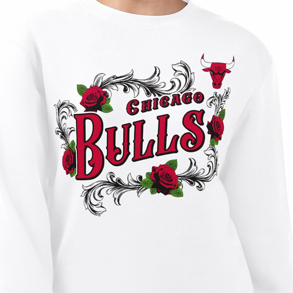 Chicago Bulls G-III 4Her by Carl Banks Women's Roses Fleece Tri-Blend Sweatshirt sale - White outlet