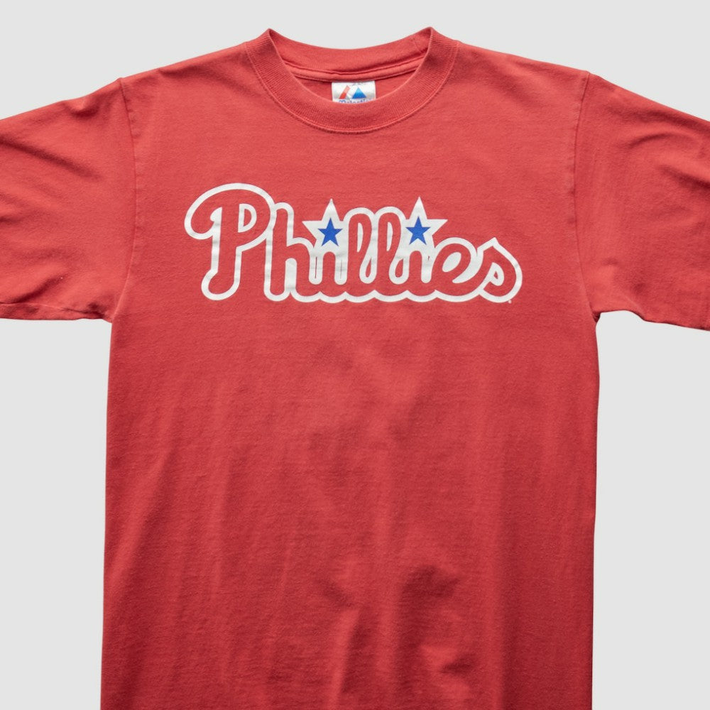 Philadelphia Phillies Majestic 2000s T-Shirt - Red Vintage