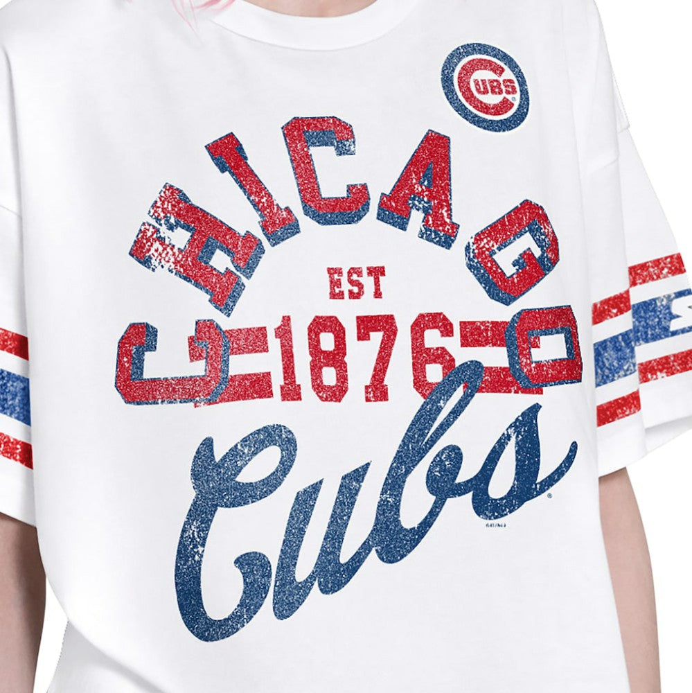 Chicago Cubs Starter Women's Cropped Hurry Up Offense T-Shirt - White