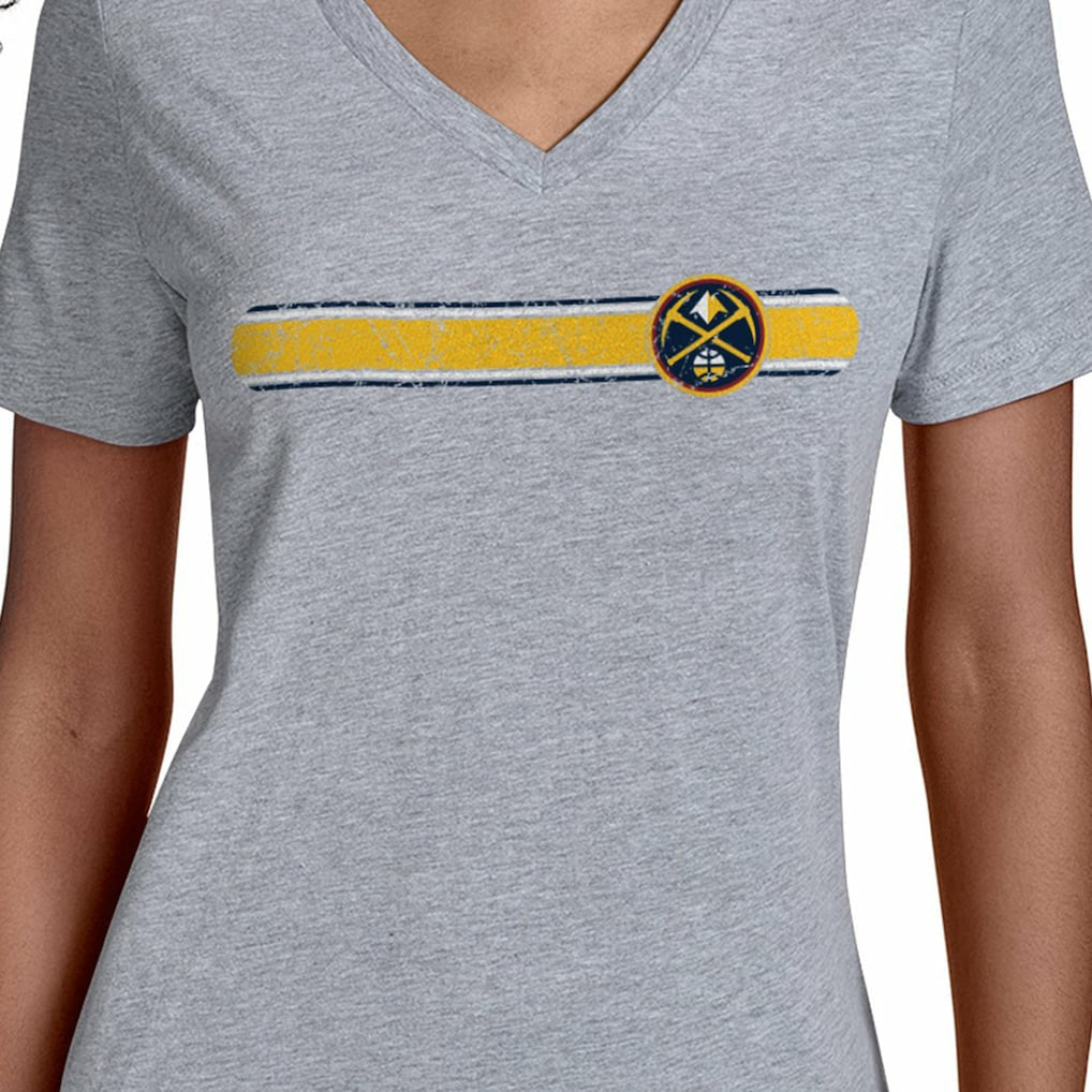 Denver Nuggets Starter Women's Team Stripe V-Neck T-Shirt sale - Gray for sale