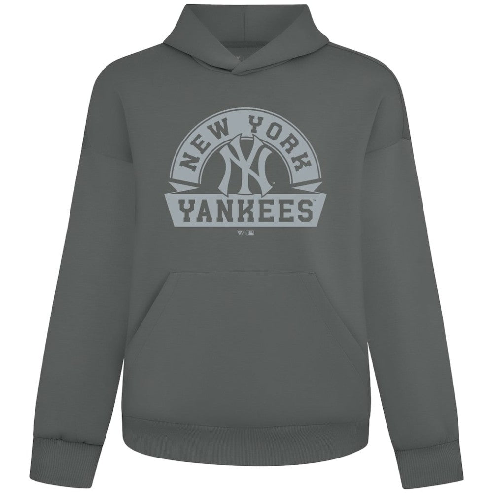 New York Yankees Levelwear Luxe Signature Banner Arch Tri-Blend Hoodie - Gray