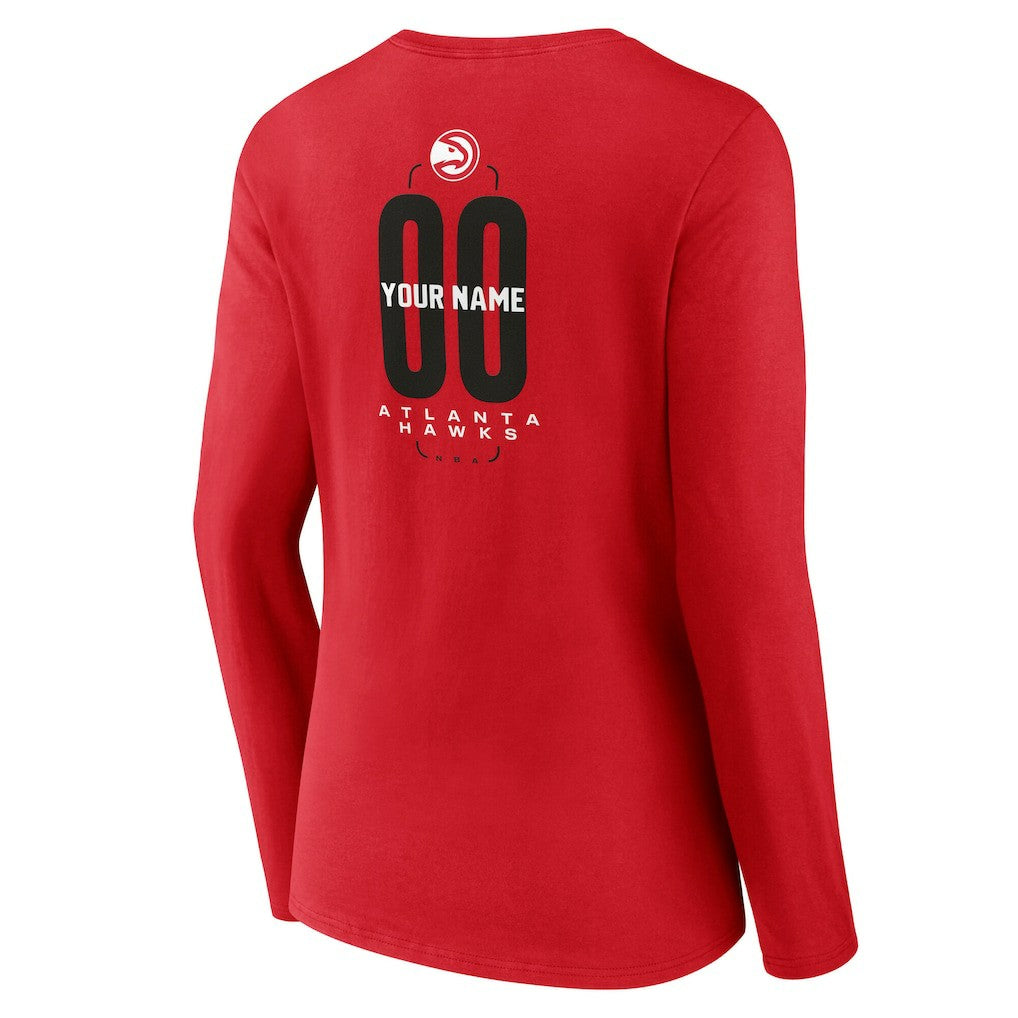 Atlanta Hawks Women's Center Court Name & Number Custom Long Sleeve V-Neck T-Shirt - Red cheap