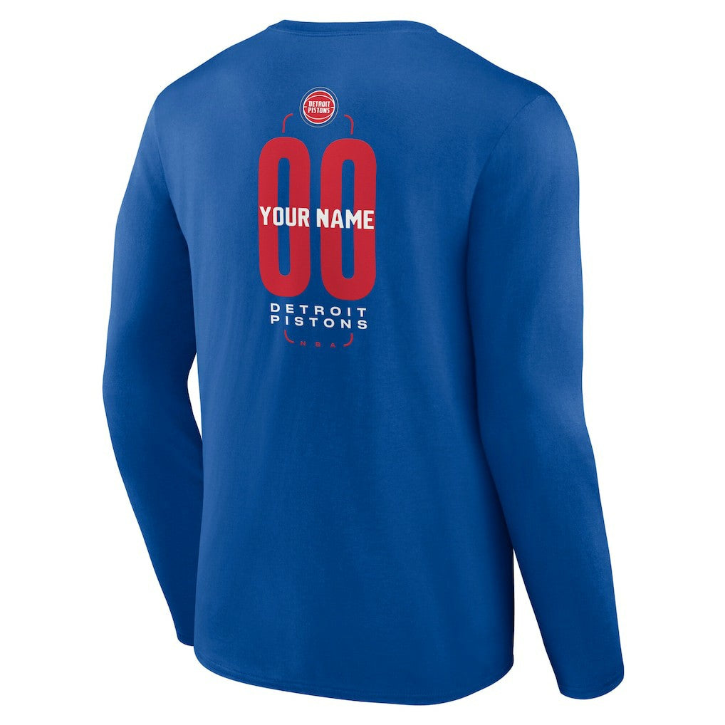 Detroit Pistons Center Court Name & Number Custom Long Sleeve T-Shirt sale - Blue for sale