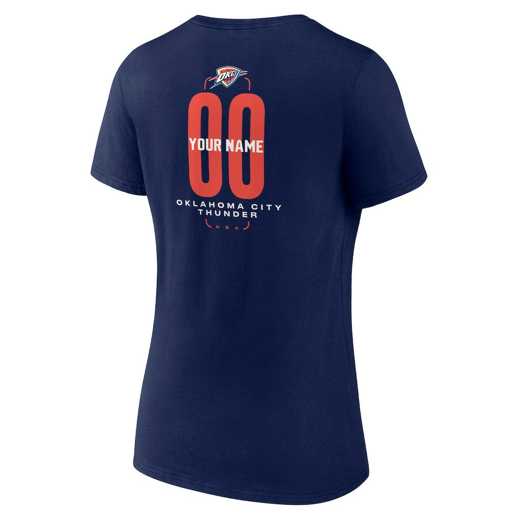 Oklahoma City Thunder Women's Center Court Name & Number Custom V-Neck T-Shirt - Navy shop